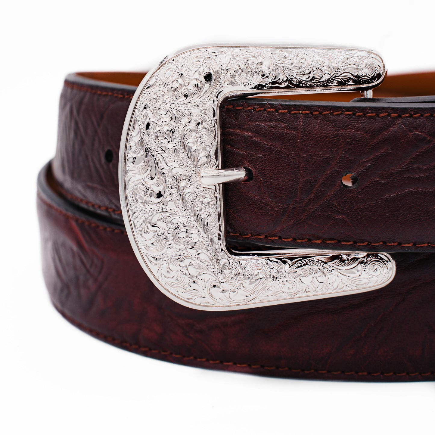 The "Taylor" Black Cherry Bull shoulder Leather Belt