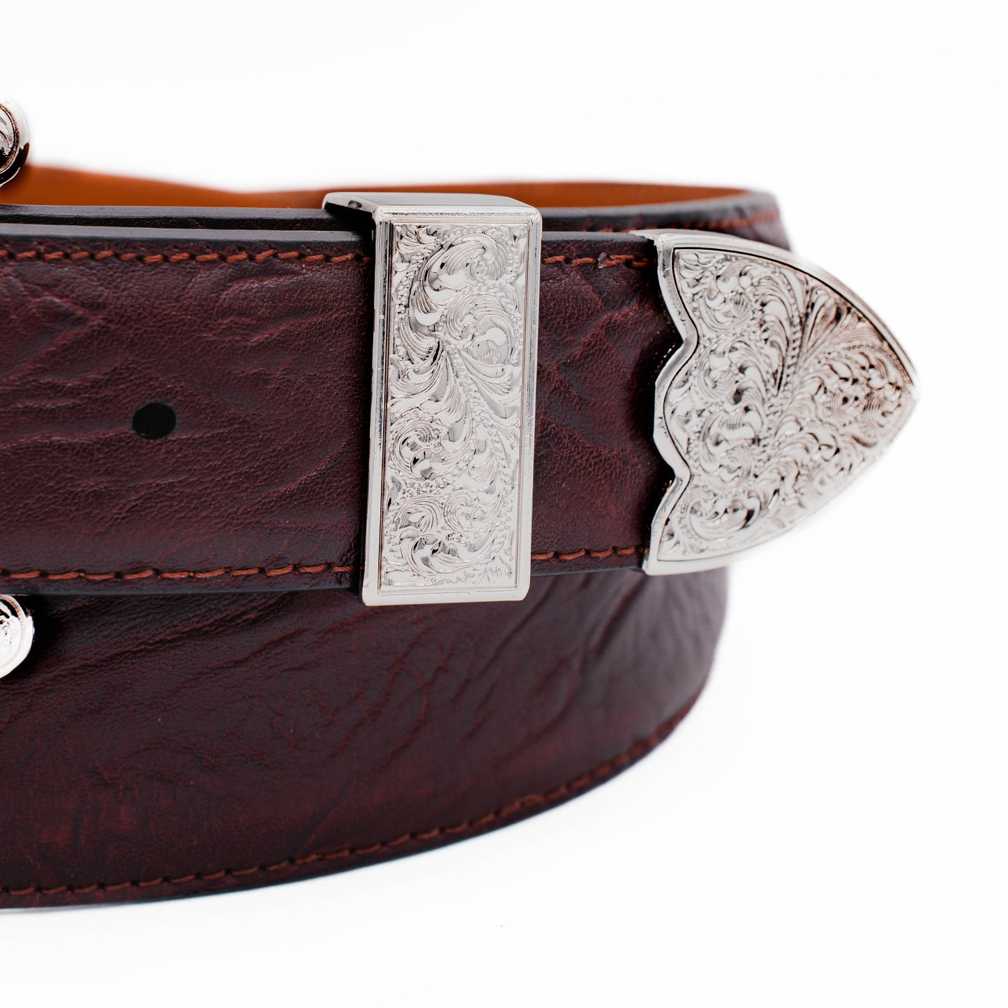 The "Taylor" Black Cherry Bull shoulder Leather Belt