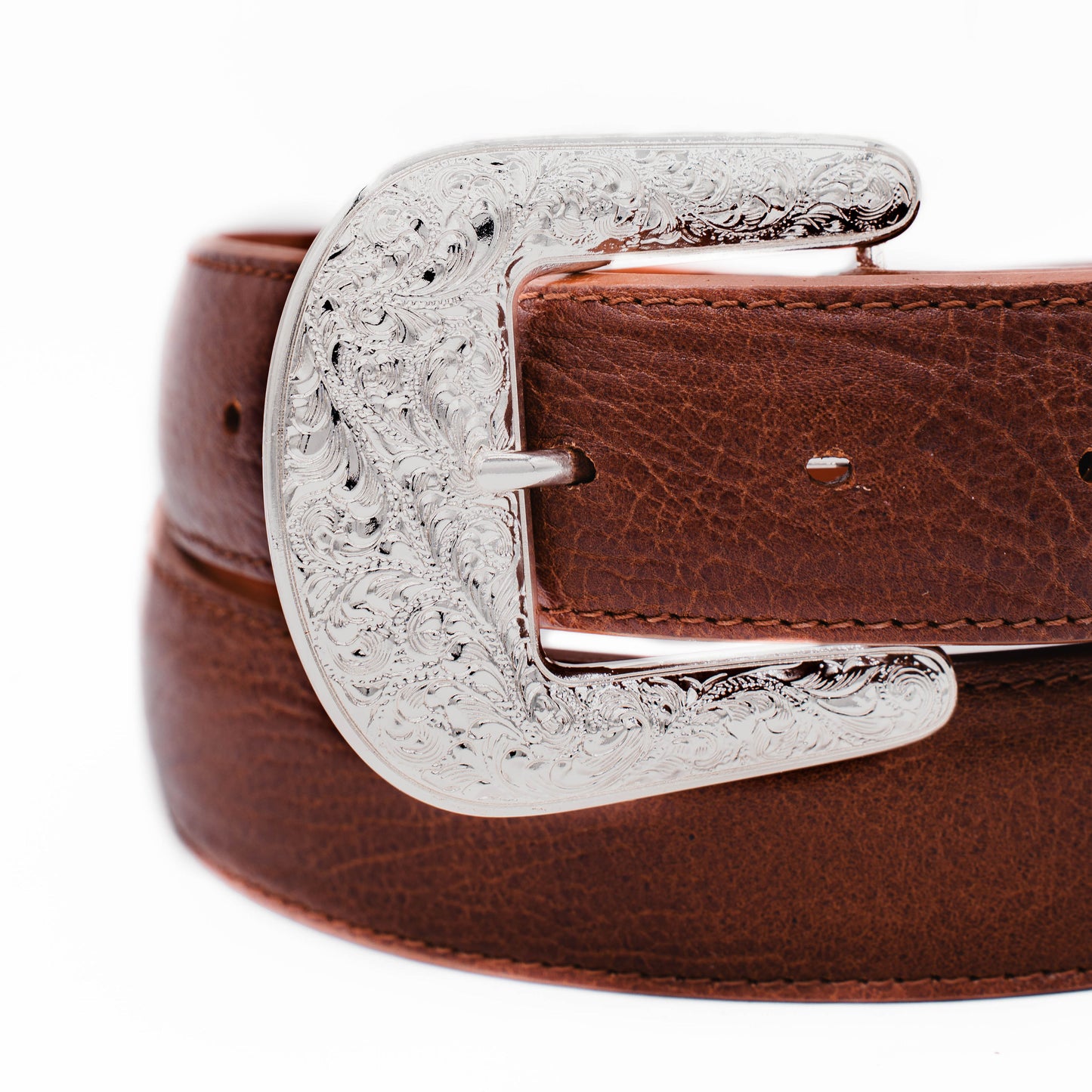 The "Taylor" Cognac Bull shoulder Leather Belt