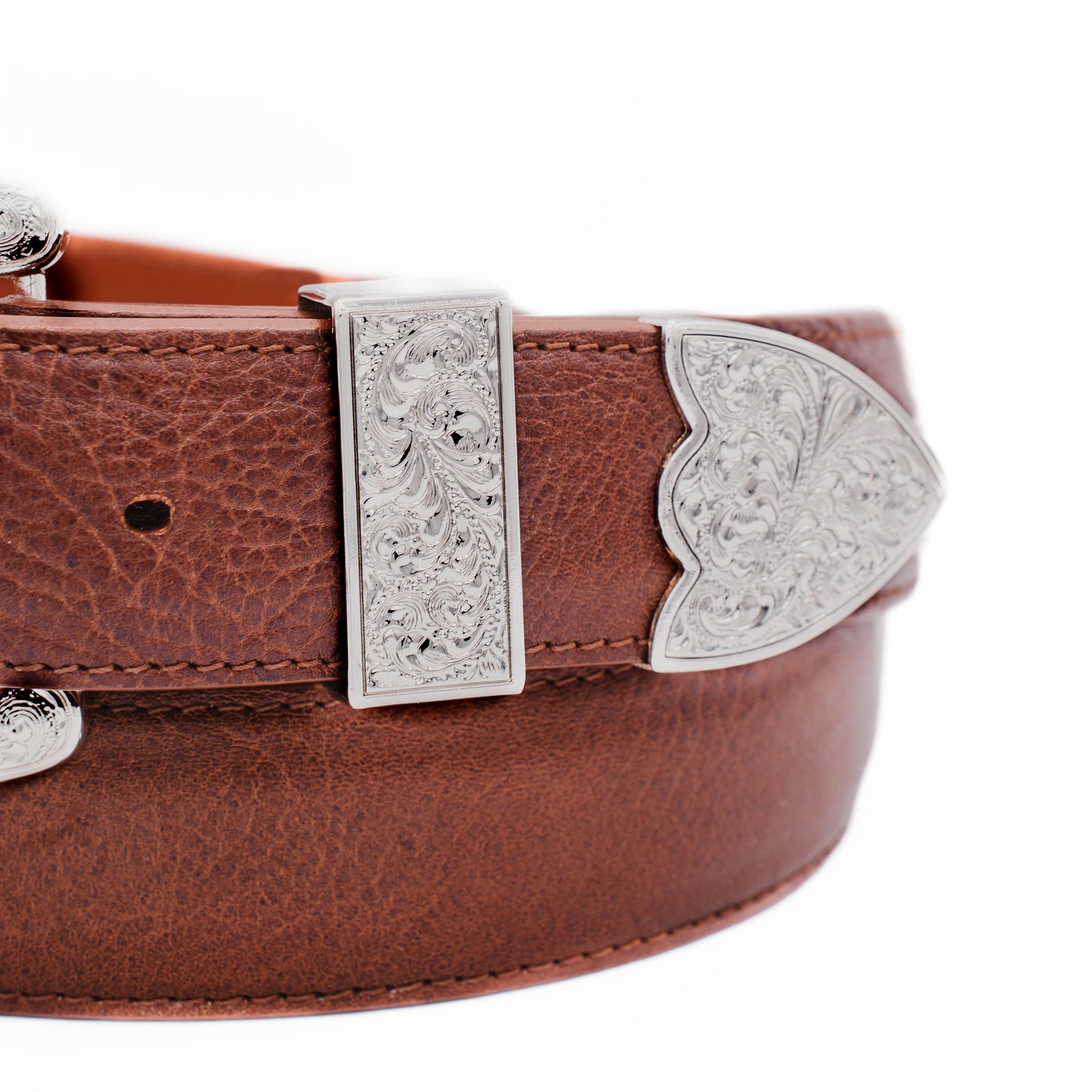 The "Taylor" Cognac Bull shoulder Leather Belt