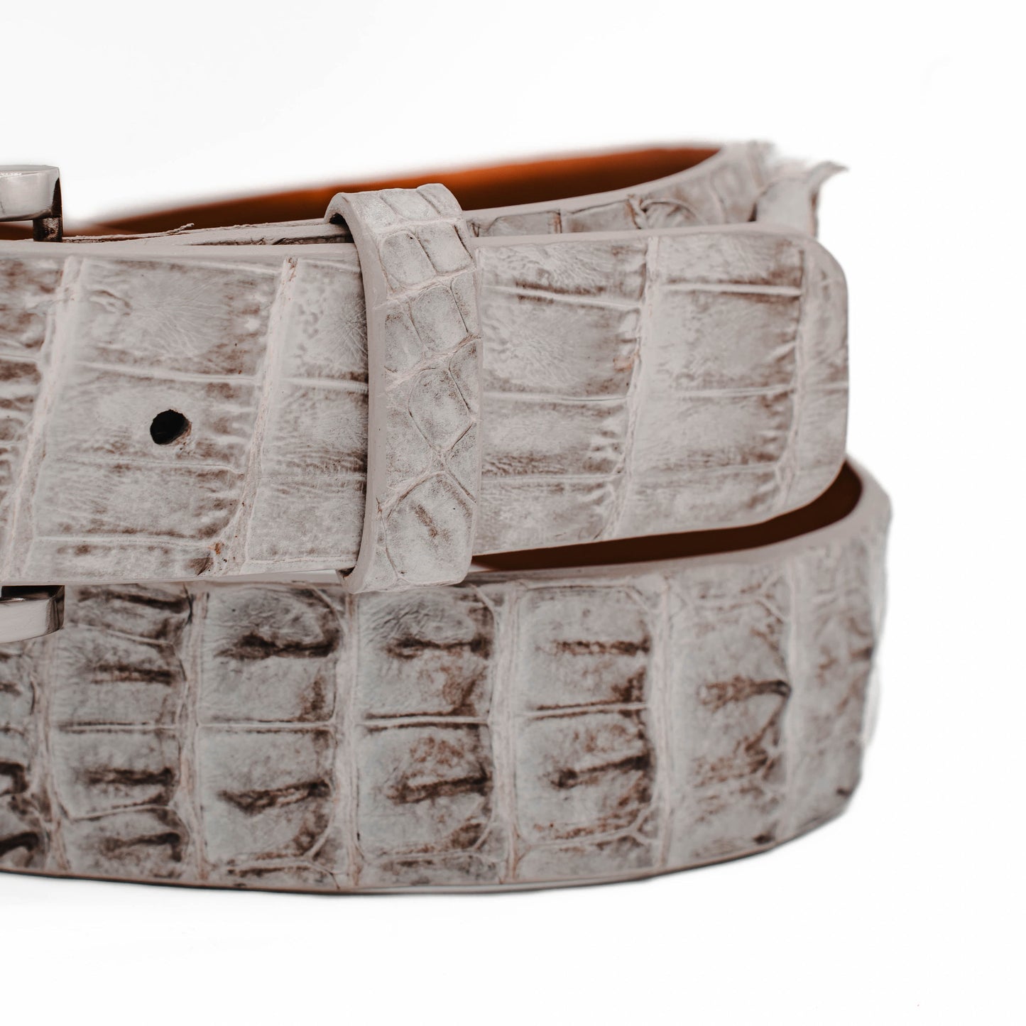 Natural Alligator Double Tail Leather Belt