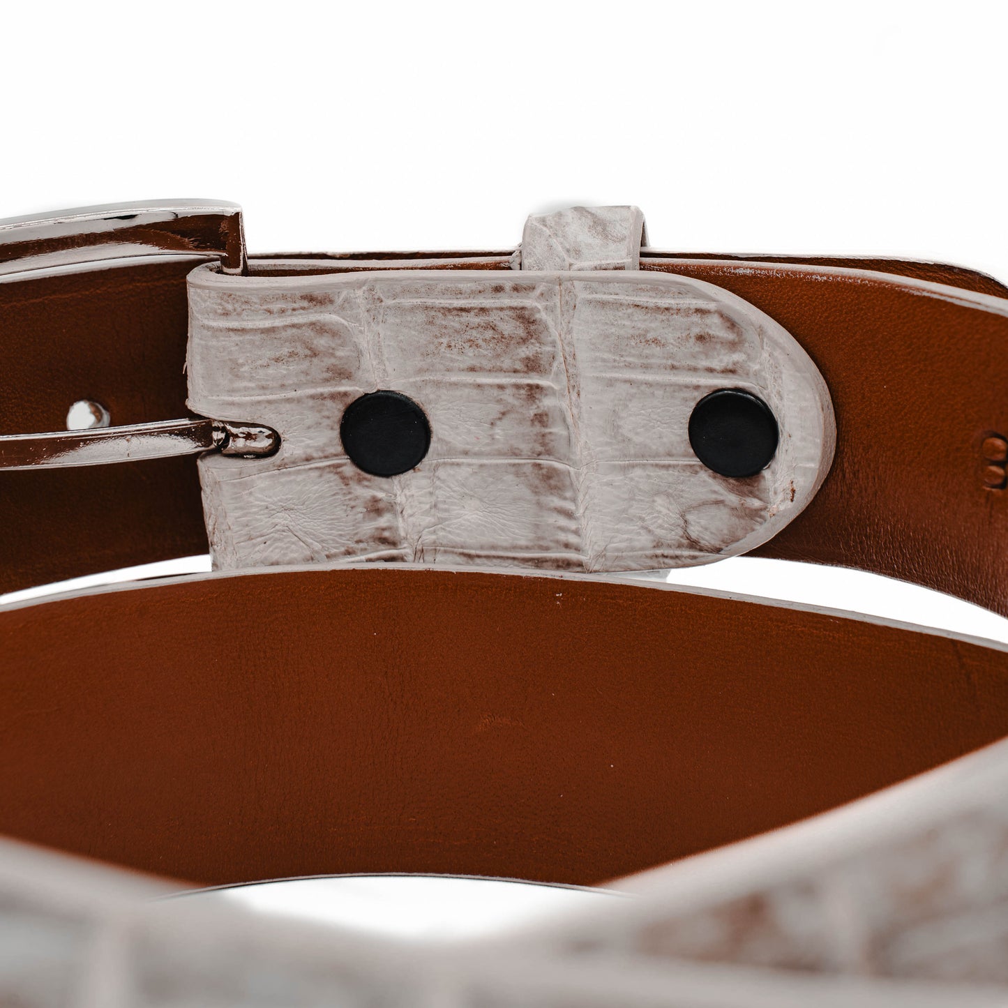 Natural Alligator Double Tail Leather Belt