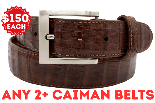 Brown Caiman Crocodile Leather Belt