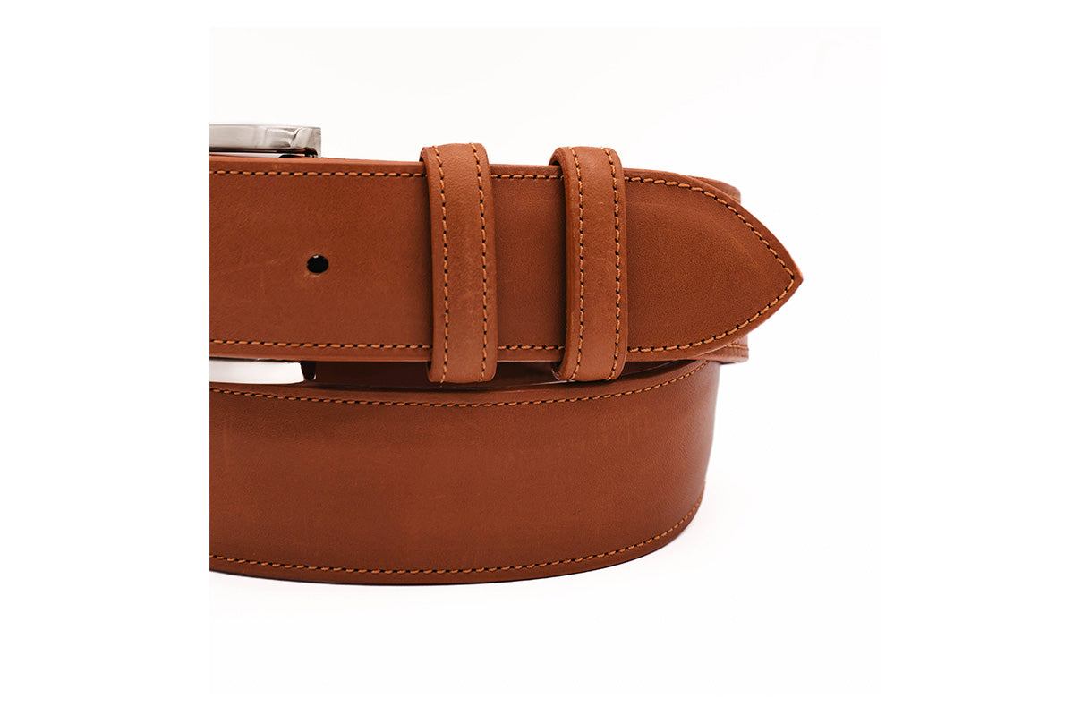 Authentic Cognac Italian Calf Leather Belt