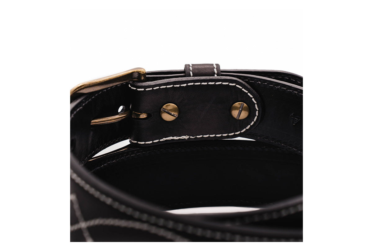 Buckaroo Black Italian Calf Leather Belt