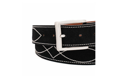 Buckaroo Black Italian Suede Leather Belt