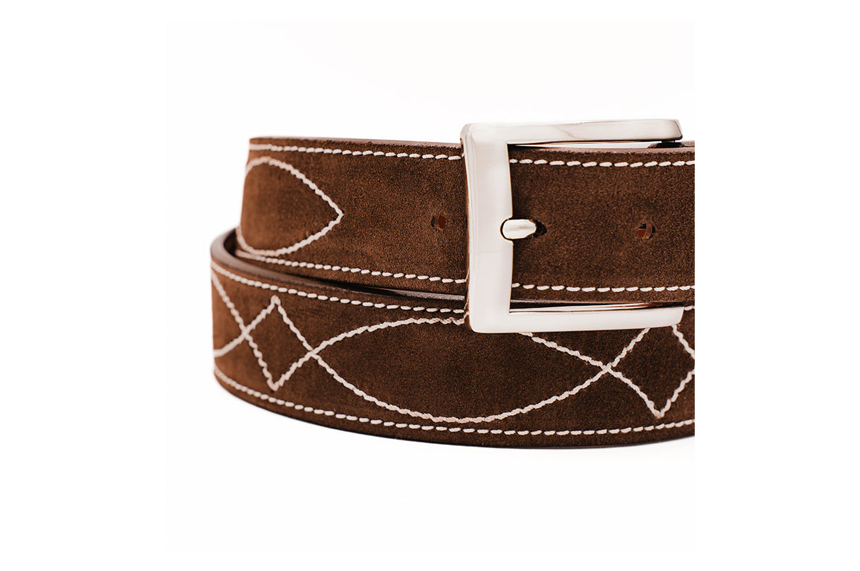 Buckaroo Brown Italian Suede Leather Belt