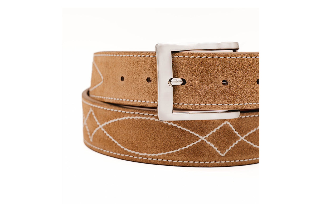 Buckaroo Caramel Italian Suede Leather Belt