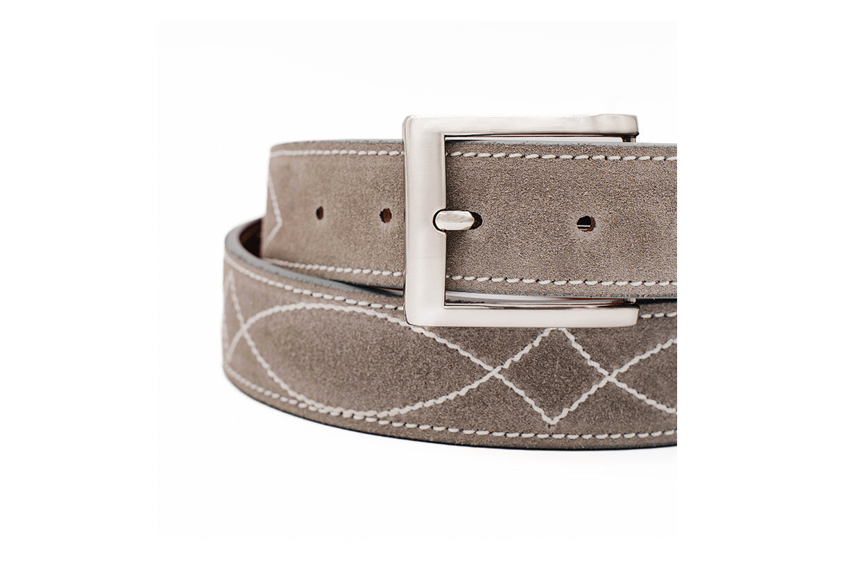 Buckaroo Gray Italian Suede Leather Belt