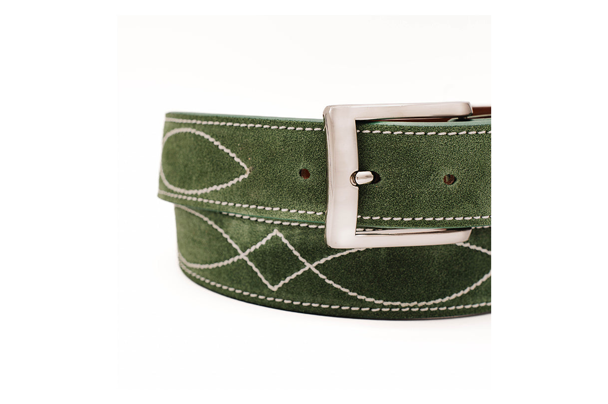 Buckaroo Olive Green Italian Suede Leather Belt