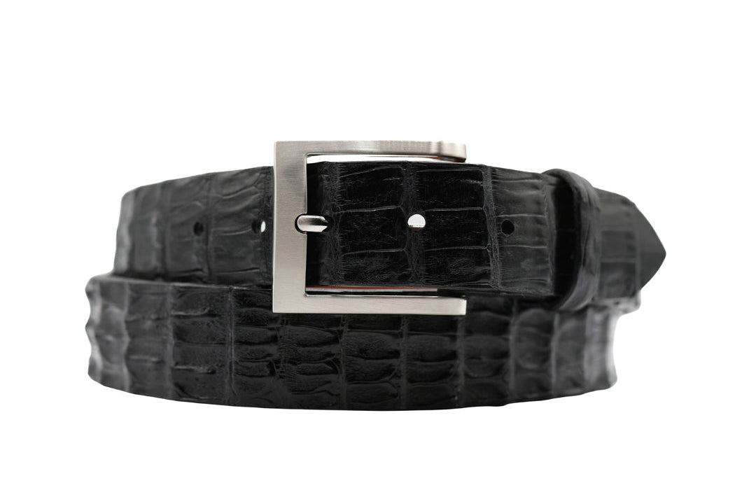 Black Alligator Double Tail Leather Belt