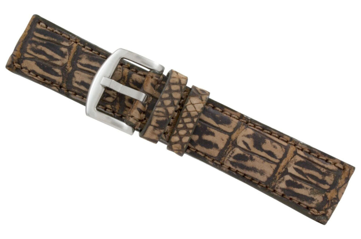 Handmade Genuine Rustic Brown Alligator Leather Watch Strap