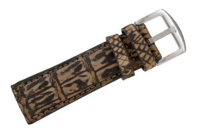 Handmade Genuine Rustic Brown Alligator Leather Watch Strap