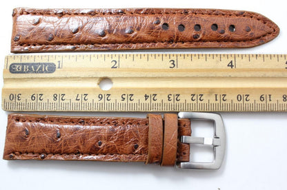 Cognac Full Quill Ostrich Leather Watch Strap