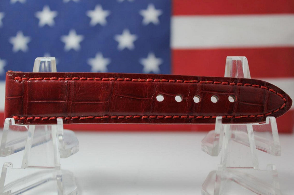 Handmade Red Glazer Alligator Leather Watch Strap