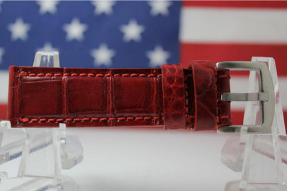 Handmade Red Glazer Alligator Leather Watch Strap