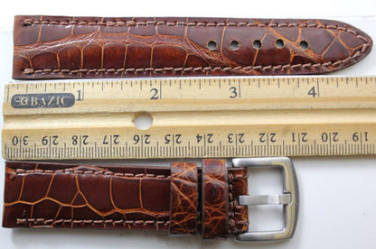 Handmade Peanut Brown Alligator Leather Watch Strap