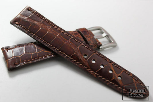 Handmade Peanut Brown Alligator Leather Watch Strap