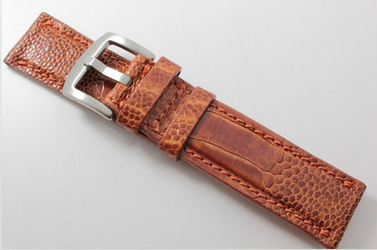 Genuine Cognac Ostrich Leg Leather Watch Strap