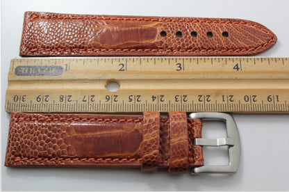 Genuine Cognac Ostrich Leg Leather Watch Strap