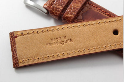 Genuine Cognac Ostrich Leg Leather Watch Strap