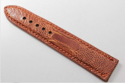 Genuine Cognac Ostrich Leg Leather Watch Strap