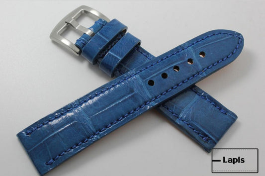 Handmade Lapis Alligator Leather Watch Strap