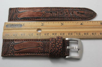 Washed Copper Ostrich Leg Leather Watch Strap