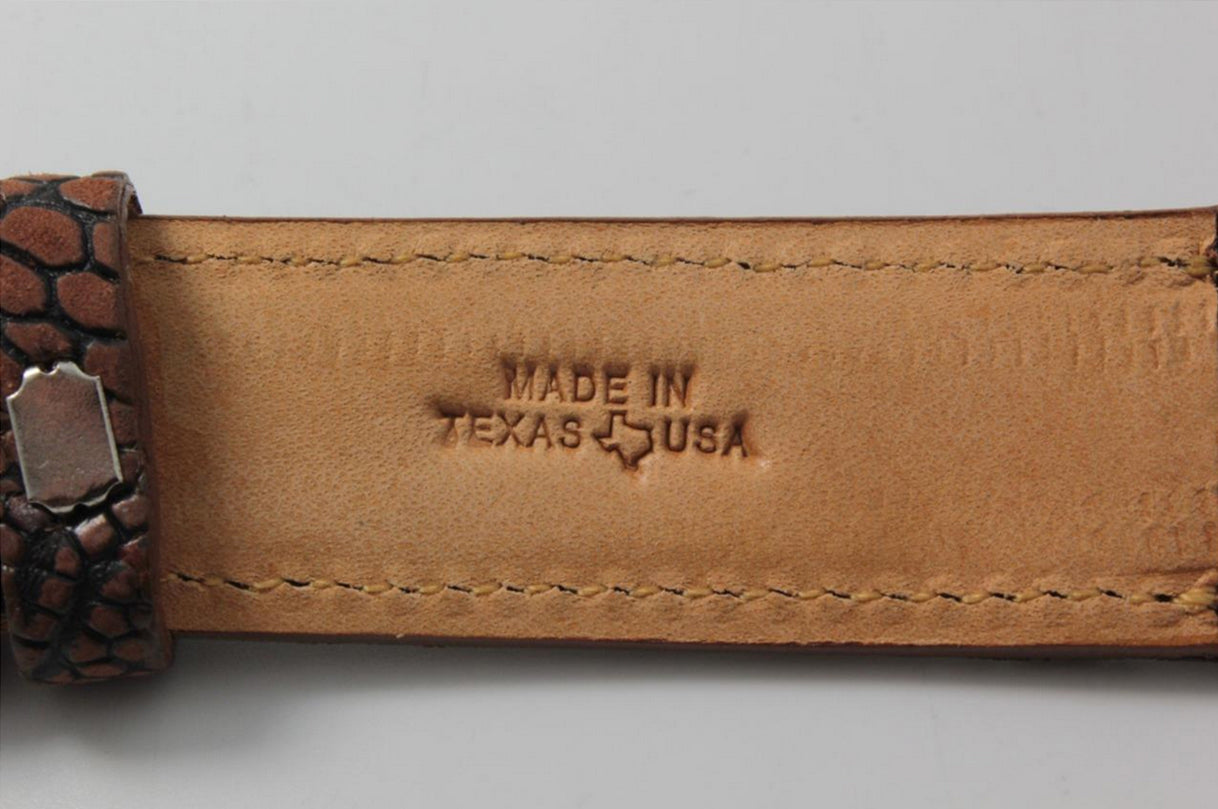 Washed Copper Ostrich Leg Leather Watch Strap