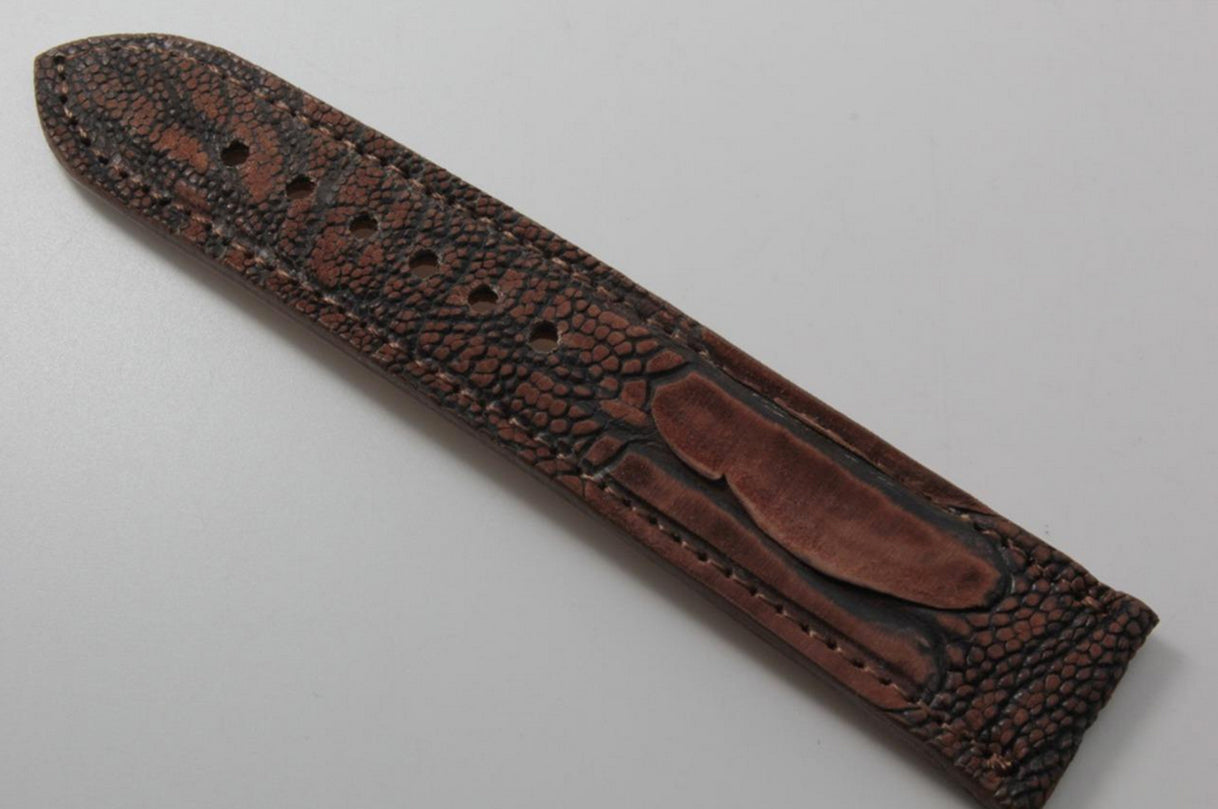 Washed Copper Ostrich Leg Leather Watch Strap