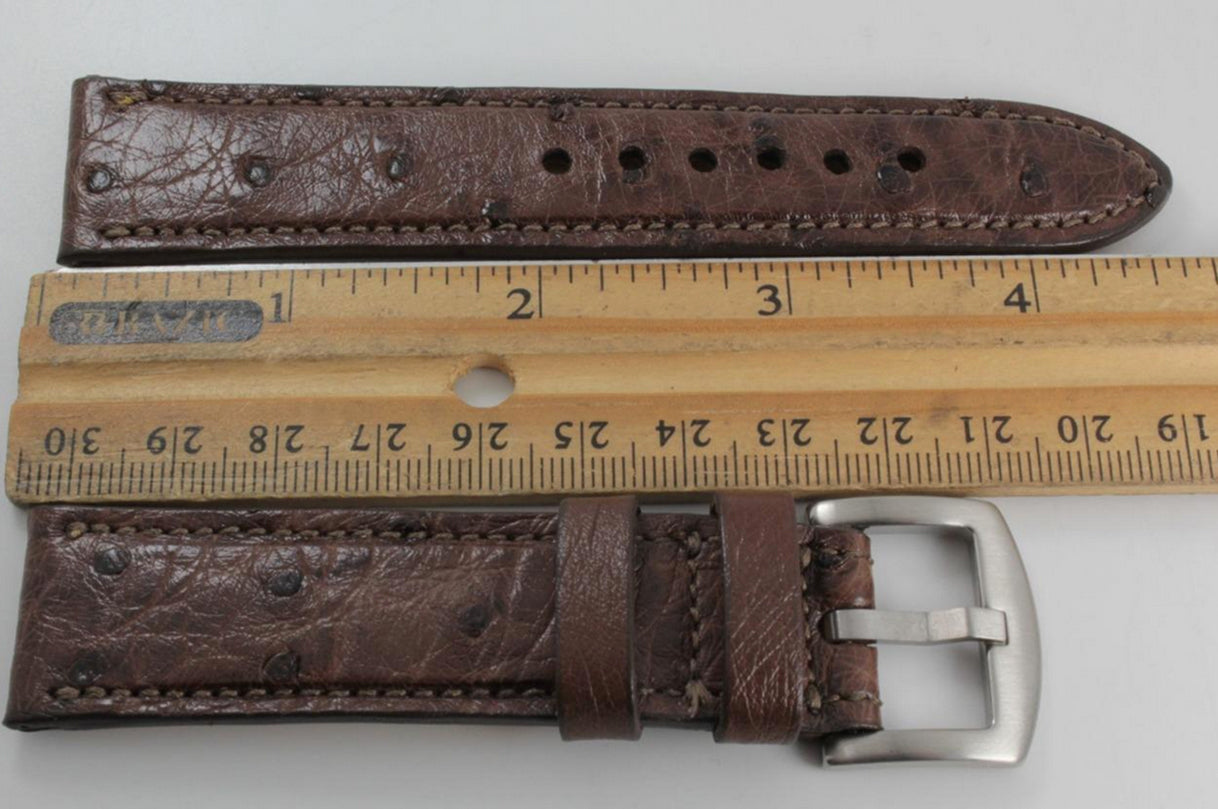 Cigar Brown Full Quill Ostrich Leather Watch Strap