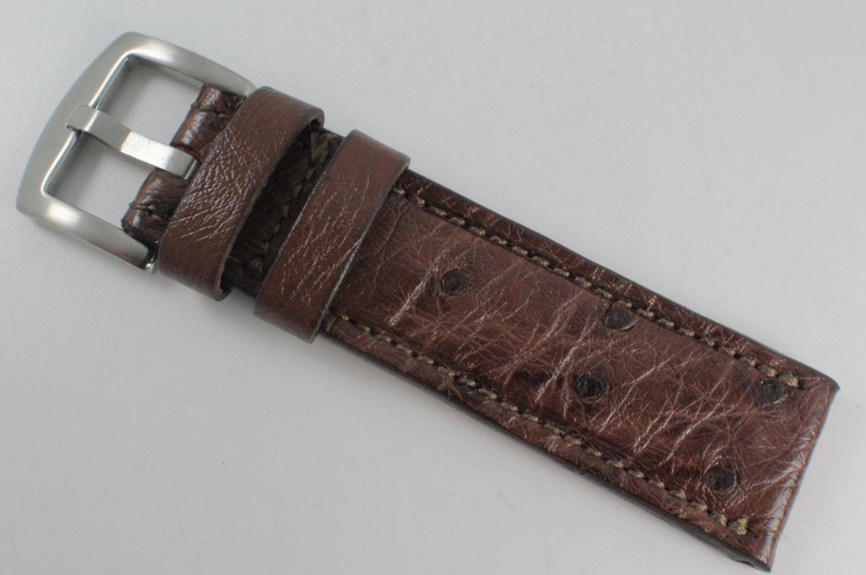 Cigar Brown Full Quill Ostrich Leather Watch Strap