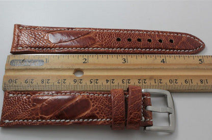 Cognac Ostrich Leg Leather Watch Strap