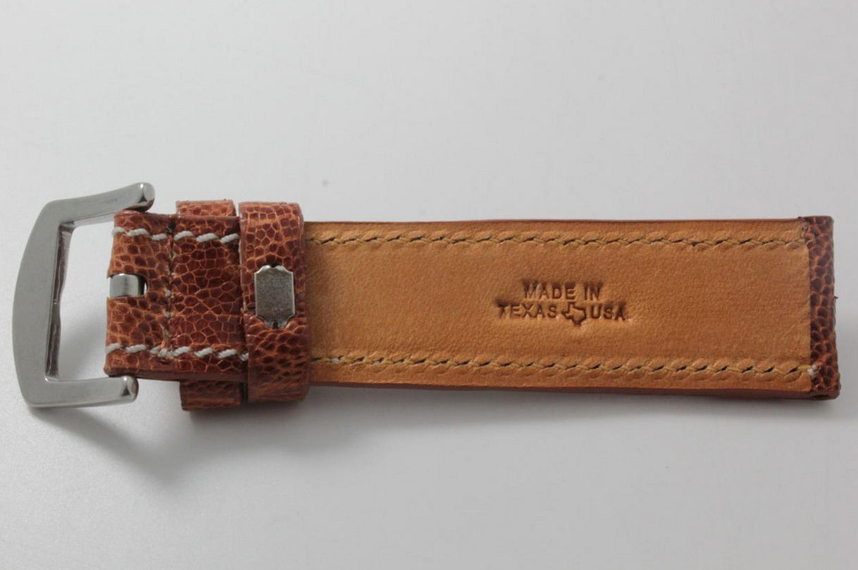 Cognac Ostrich Leg Leather Watch Strap