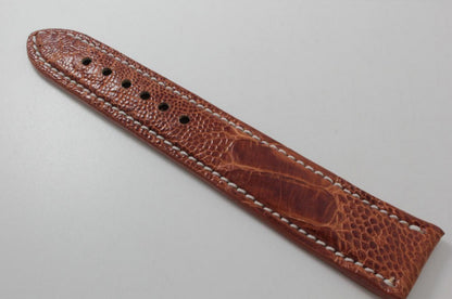 Cognac Ostrich Leg Leather Watch Strap