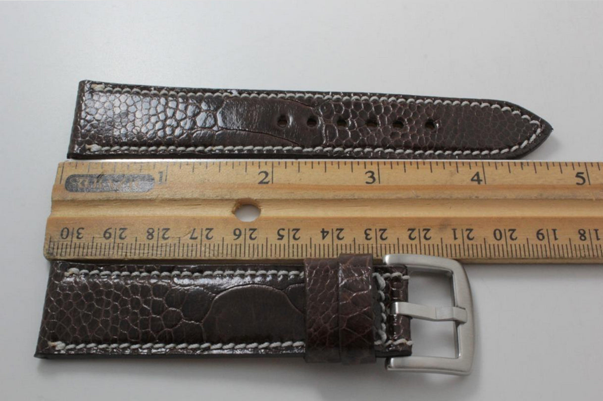 Brown Ostrich Leg Leather Watch Strap