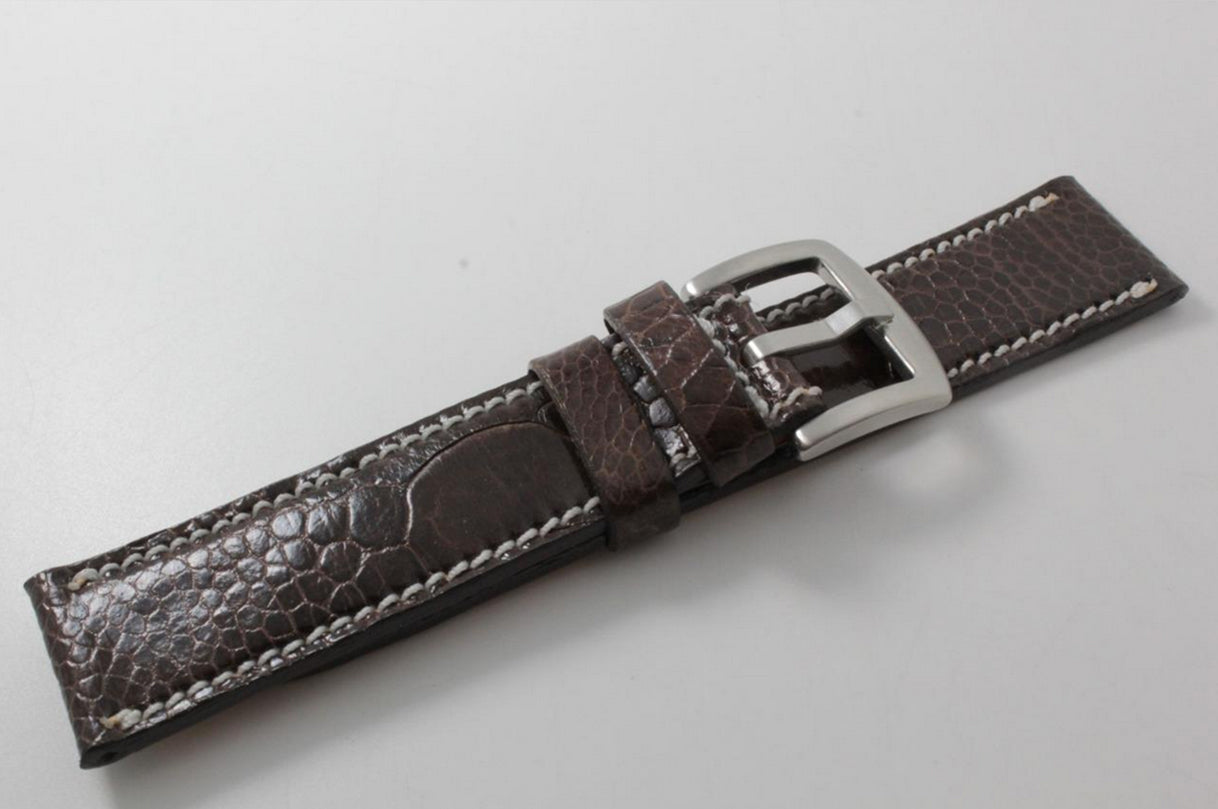 Brown Ostrich Leg Leather Watch Strap