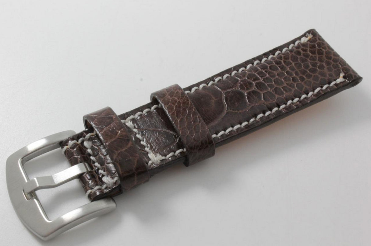 Brown Ostrich Leg Leather Watch Strap