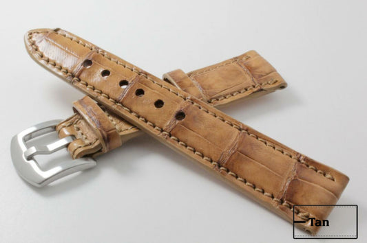 Handmade Tan Alligator Leather Watch Strap