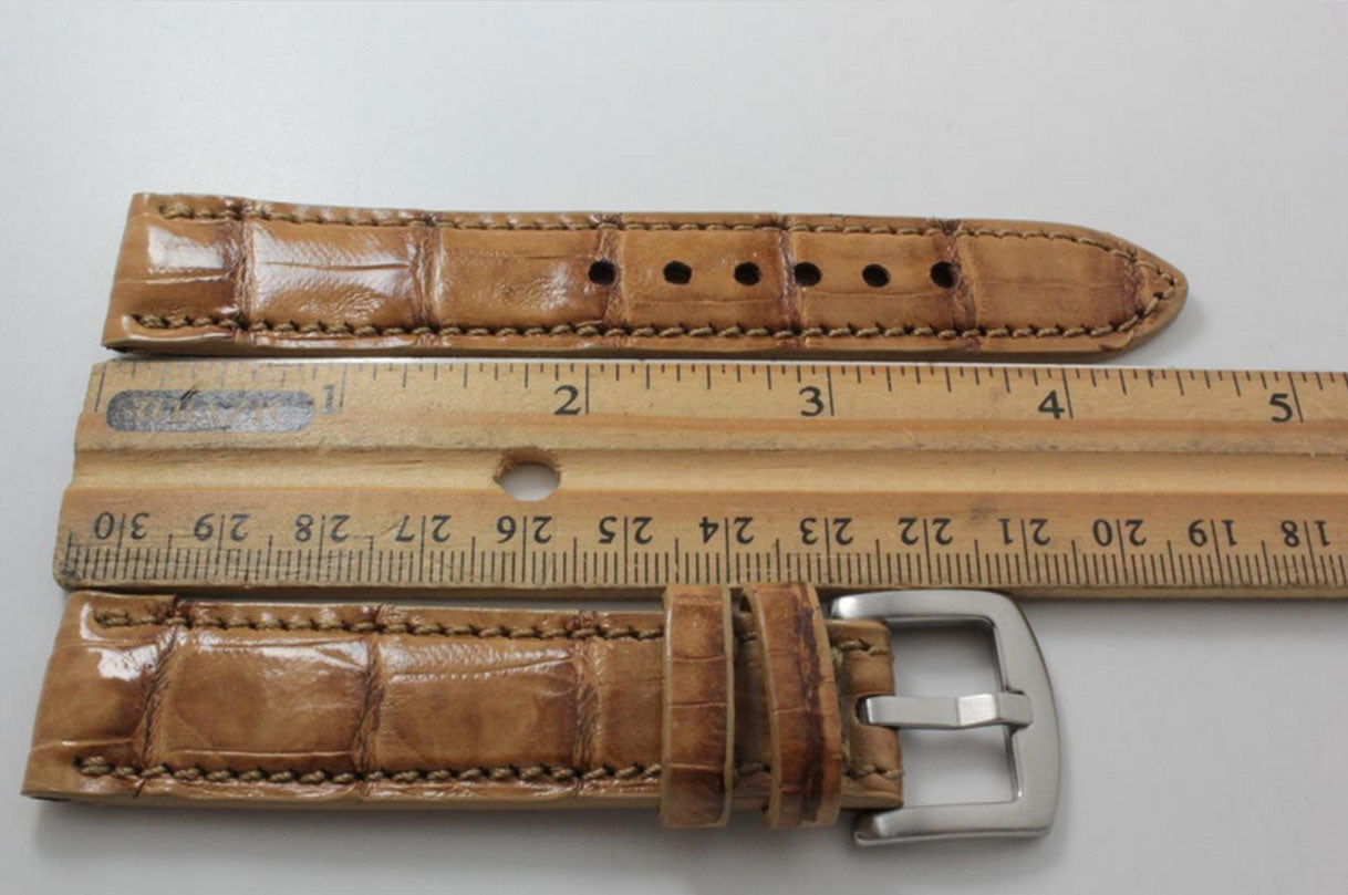 Handmade Tan Alligator Leather Watch Strap