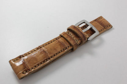 Handmade Tan Alligator Leather Watch Strap