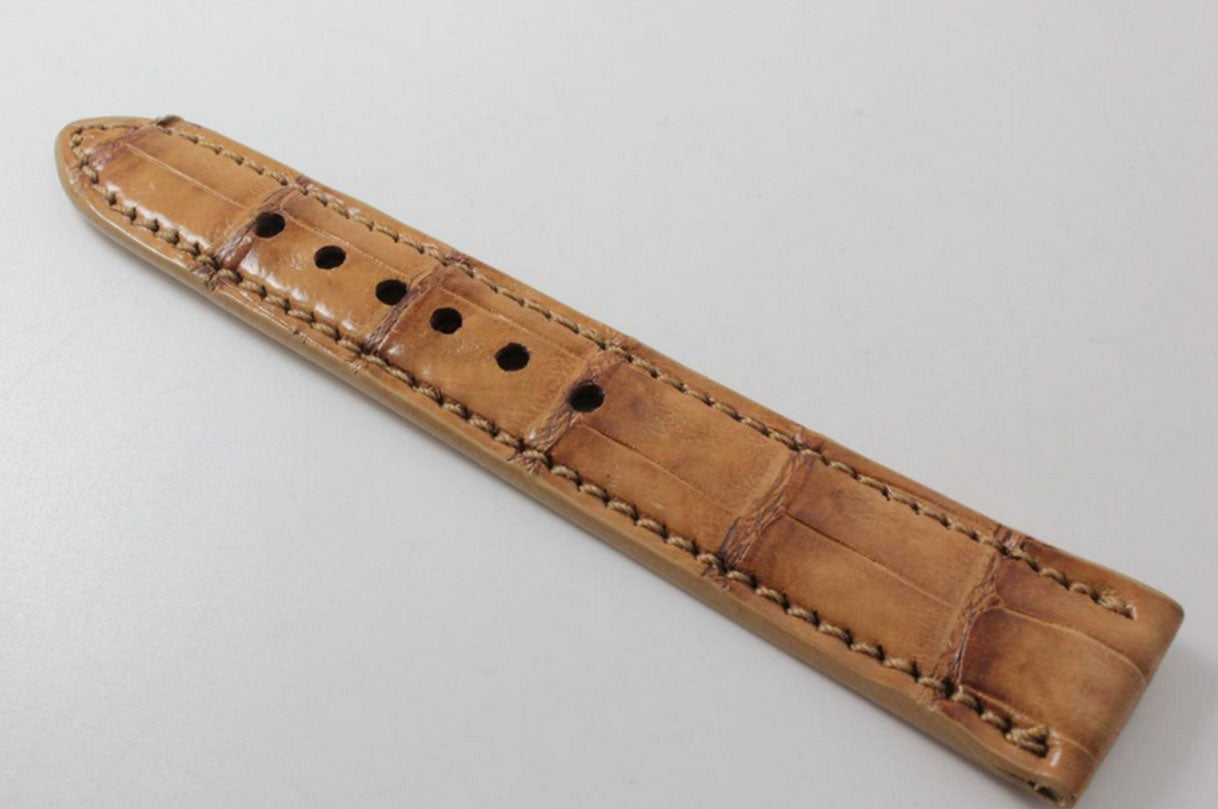 Handmade Tan Alligator Leather Watch Strap