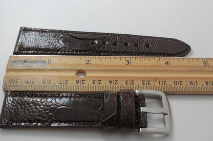 Dark Brown Ostrich Leg Leather Watch Strap