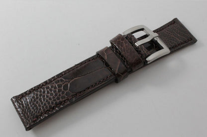 Dark Brown Ostrich Leg Leather Watch Strap