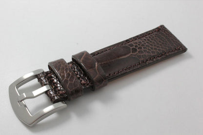 Dark Brown Ostrich Leg Leather Watch Strap