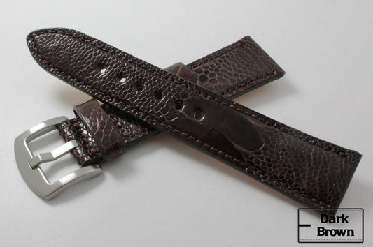 Dark Brown Ostrich Leg Leather Watch Strap