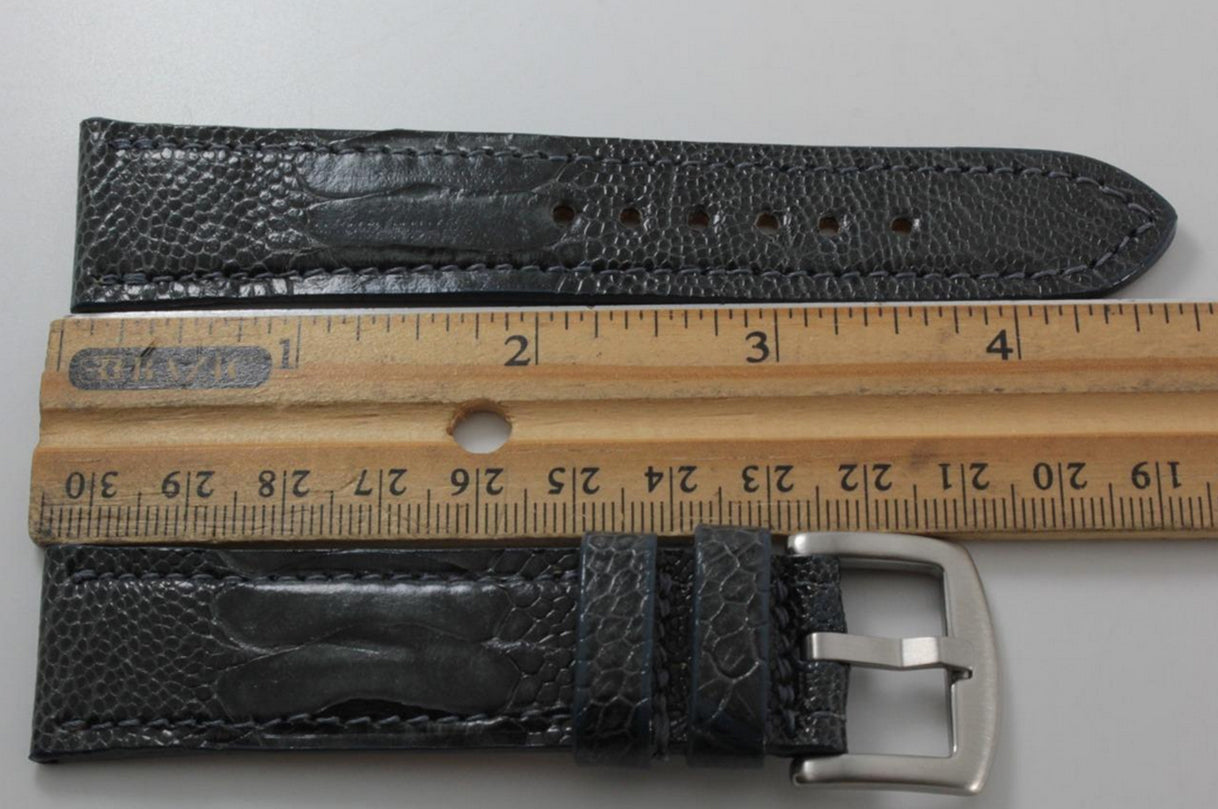 Dark Grey Ostrich Leg Leather Watch Strap