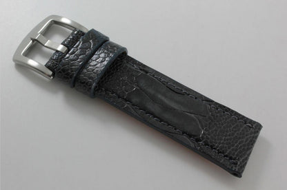 Dark Grey Ostrich Leg Leather Watch Strap