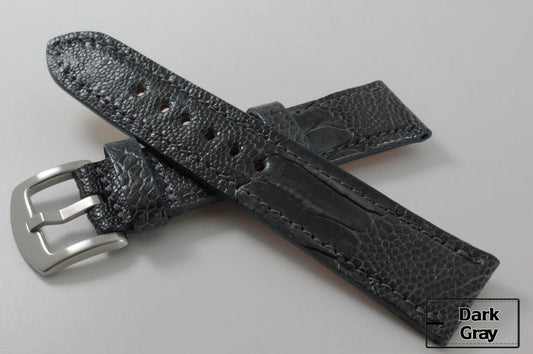 Dark Grey Ostrich Leg Leather Watch Strap