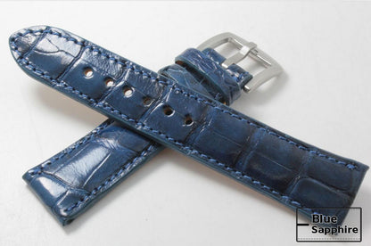 Handmade Blue Sapphire Alligator Leather Watch Strap